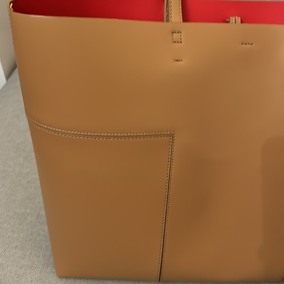 Authentic Tory Burch Block T Tote Tan Bag shoulder purse - Picture 2 of 11